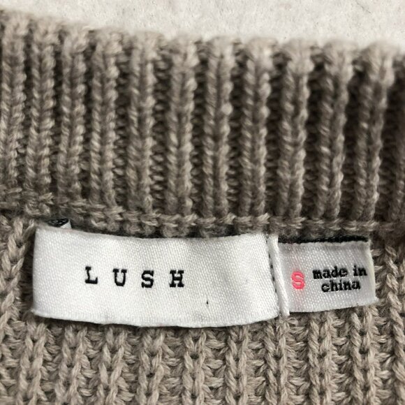 Lush Sweater Women Size S Strappy Laced Hi Low Loose Slouchy Comfy Relax Hipster - Picture 3 of 12